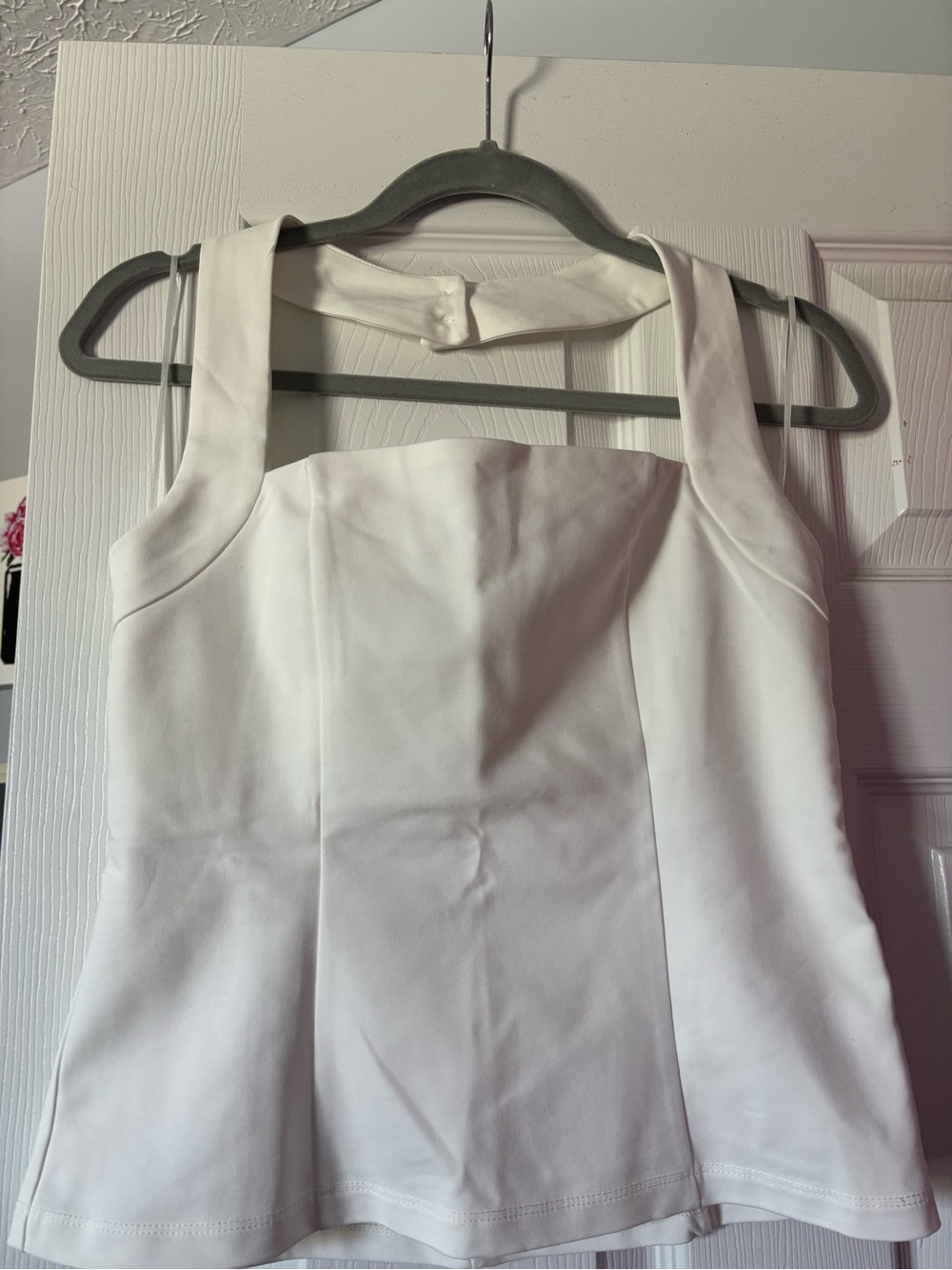 Francesca's Collections White Square Neck Tank Top